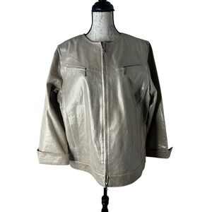 Vintage JL Studio Women's Gold Leather‎ Jacket 18W